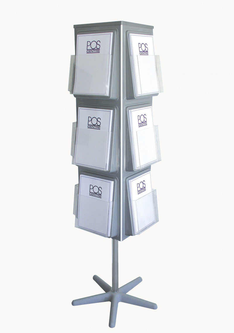 Revolving Floorstanding Leaflet Holder, 3-tier 4-sided. - Freestanding